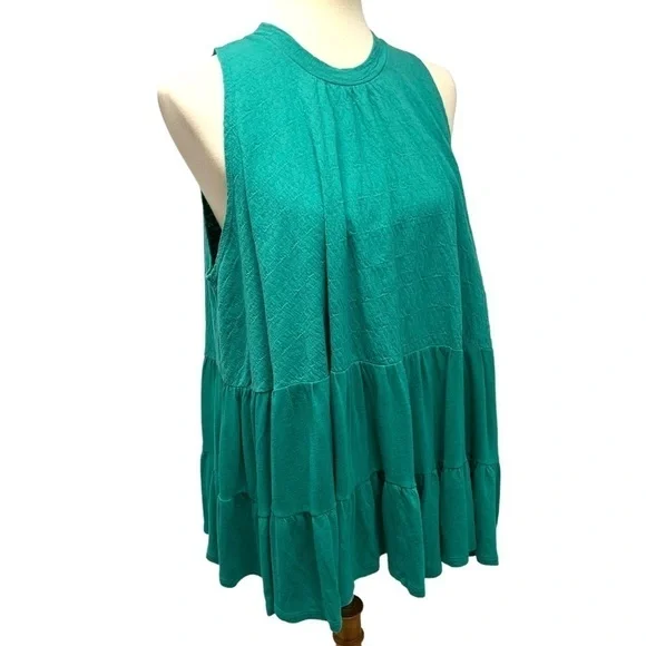 Free People Right On Time Vibrant Green Tiered Tunic Top Womens Small - Picture 13 of 15